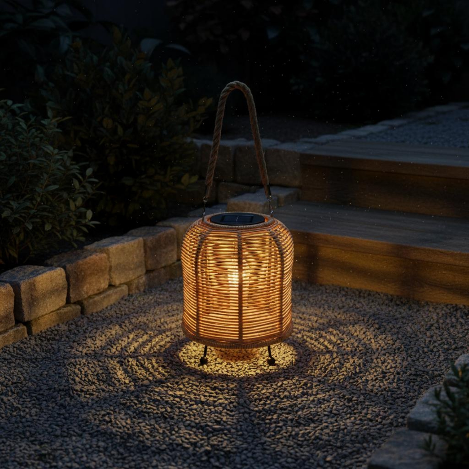 Outdoor Lighting Battery - Handwoven Solar Lantern Braided Rope Handle