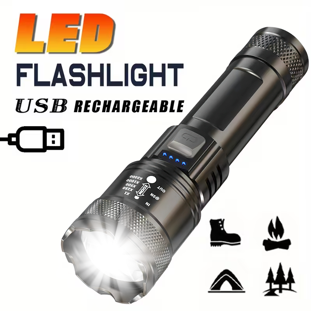 Outdoor Lighting Lanterns - Super Bright LED Flashlight USB Rechargeable