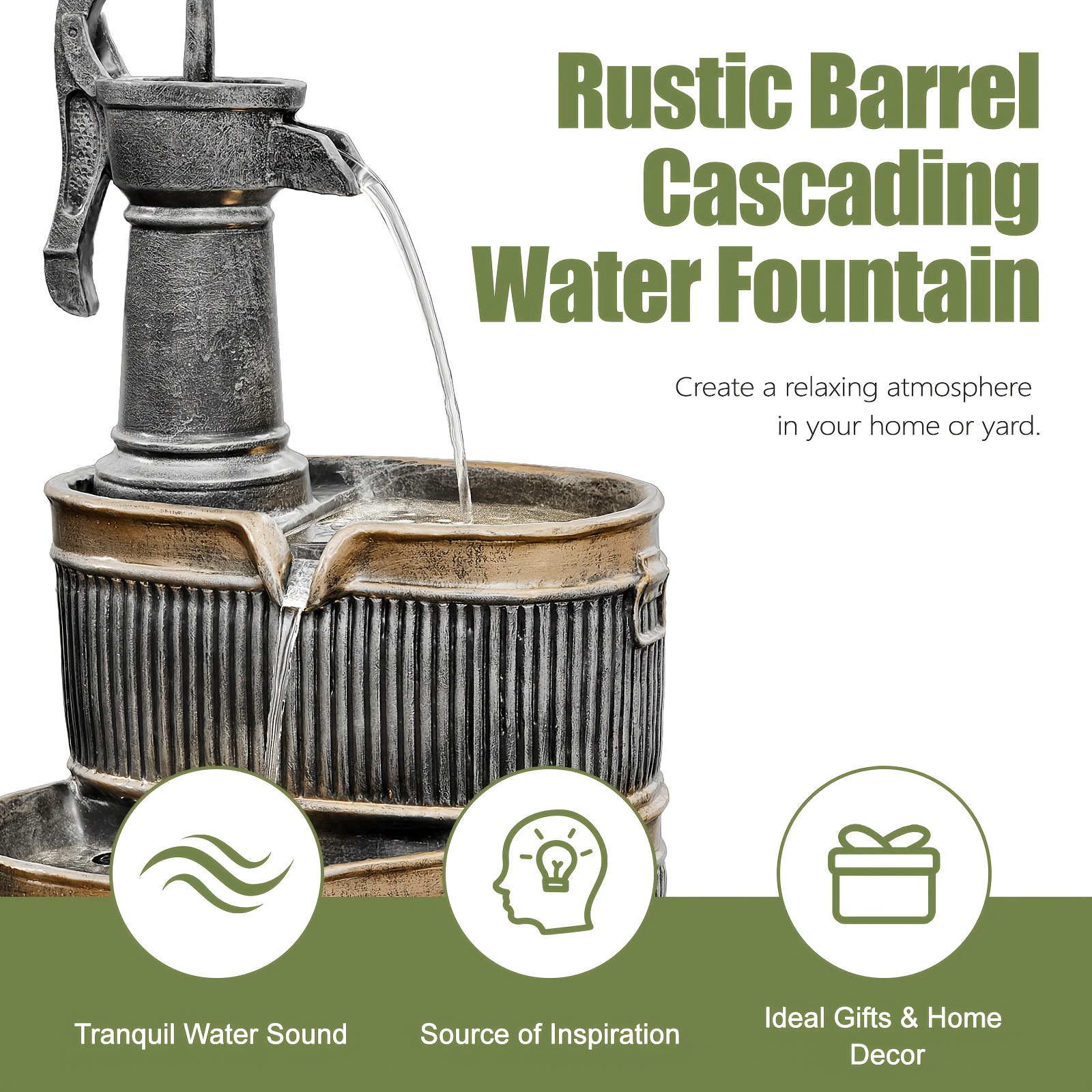 Outdoor Rustic 2-Tier Barrel W - Outdoor Lighting Voltage のレビューと価格