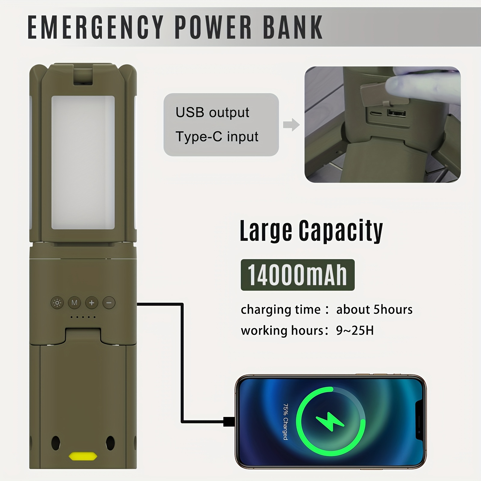 Camping Lantern, 14000mAh Rech - Outdoor Lighting Lanterns のレビューと価格