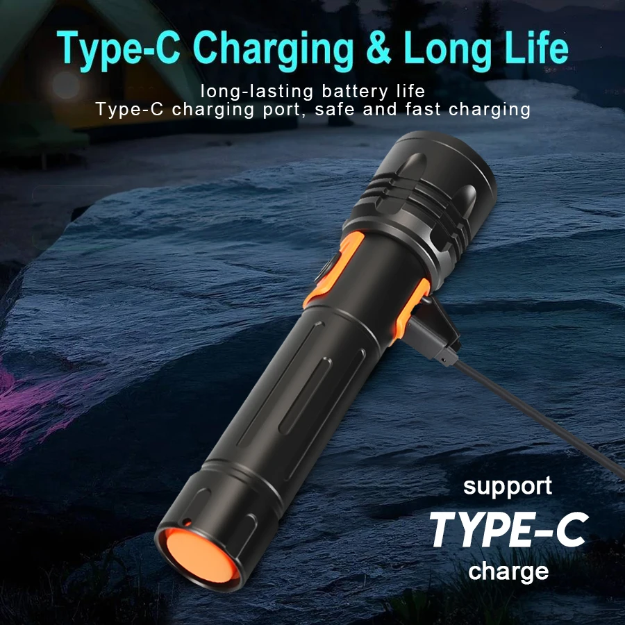 High Power LED Flashlight USB  - Outdoor Lighting Lanterns のレビューと価格