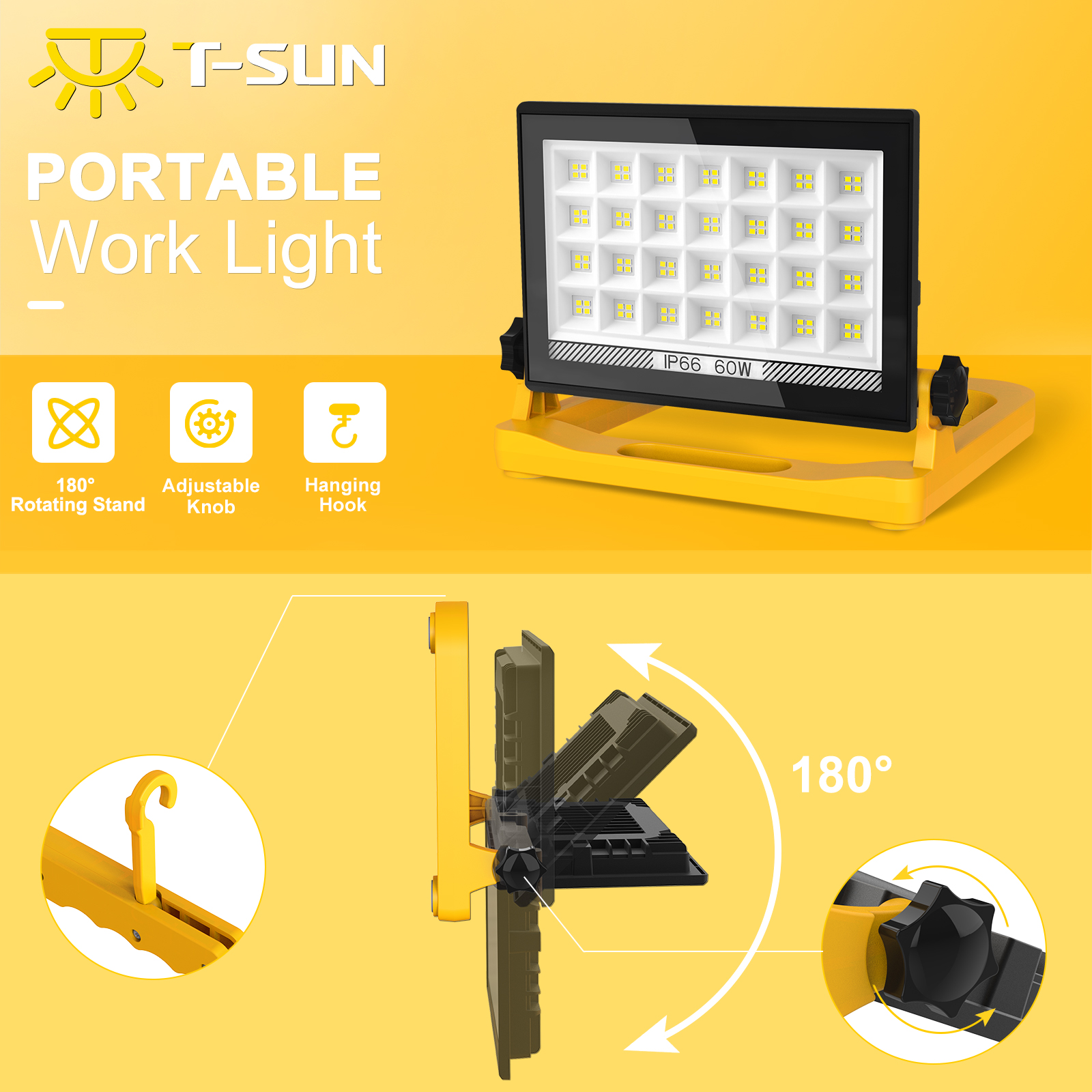 60W 5400LM Folding Stand Work  - Outdoor Lighting Jobs のレビューと価格
