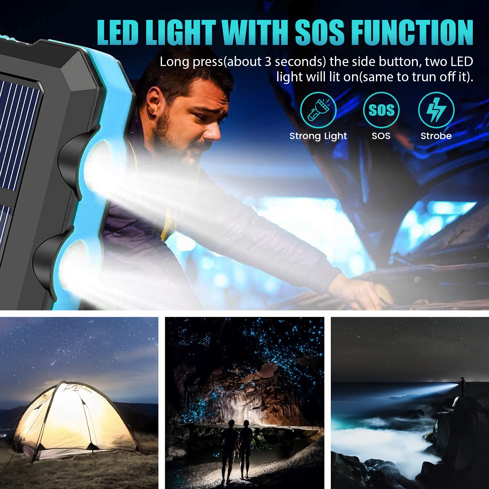 10000mAh Solar Power Bank Port - Outdoor Lighting Transformer のレビューと価格