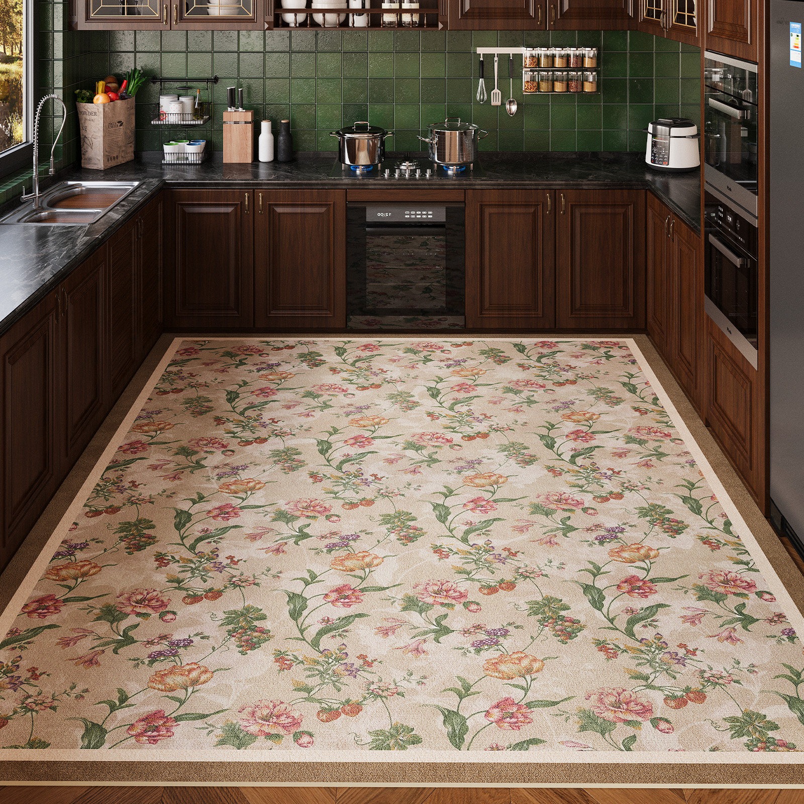 Floral Kitchen Mat Non-slip Ca - Outdoor Lighting Online のレビューと価格